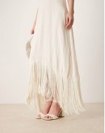 Wide Fit Hotel pearl detail barely there block heeled sandals in ivory