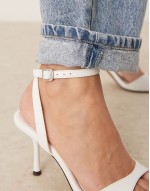 Wide Fit Hollow barely there heeled sandals in white
