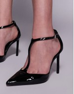 Prime T bar high heeled shoes in black