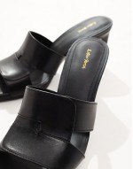 high heel mules in black