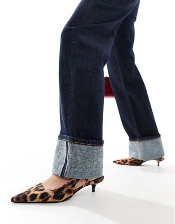 kitten heel slingback in leopard