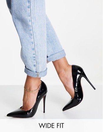 Wide Fit Passion stiletto court shoes in black