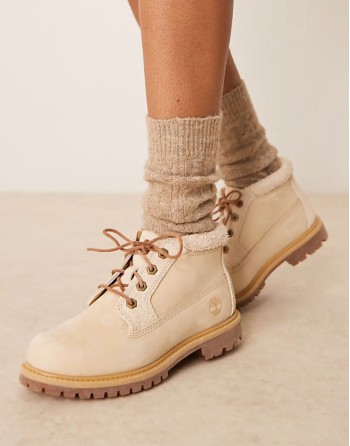 Nellie boots in off white nubuck