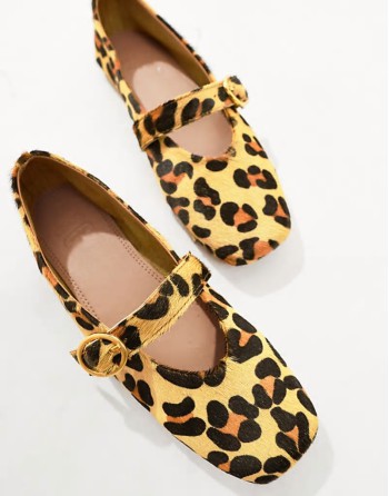 Luxe Premium Leather Mary Jane ballet in Leopard