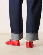 Lumina double strap mary jane ballets in red satin mix