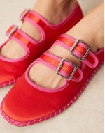 Lumina double strap mary jane ballets in red satin mix