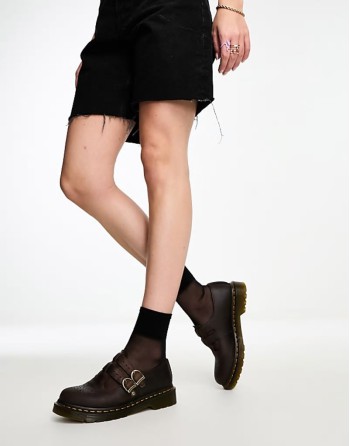 8065 mary jane shoes in dark brown leather