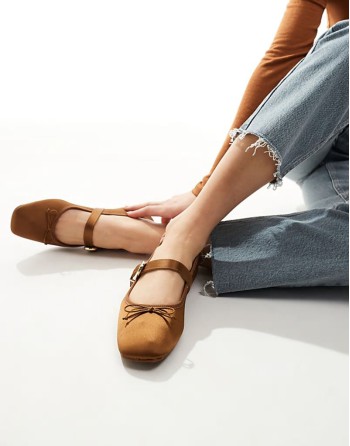 satin ballet shoe in brown