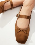 satin ballet shoe in brown