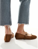 satin ballet shoe in brown