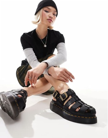 Wrenlie quad caged sandals in black