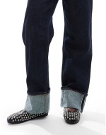 ‌Stylish Mina studded ballet flat in black