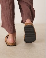 Funky beaded double strap flat mules in amber