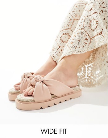 Special Offer Wide Fit Jemima cross strap espadrilles in light pink