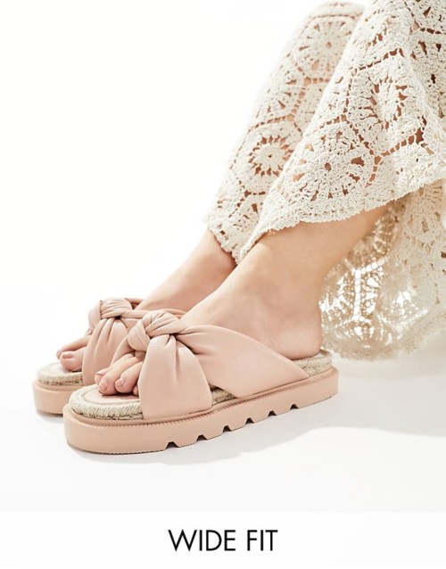 Special Offer Wide Fit Jemima cross strap espadrilles in light pink
