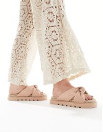 Special Offer Wide Fit Jemima cross strap espadrilles in light pink