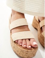 Tangle elasticated chunky wedges in natural