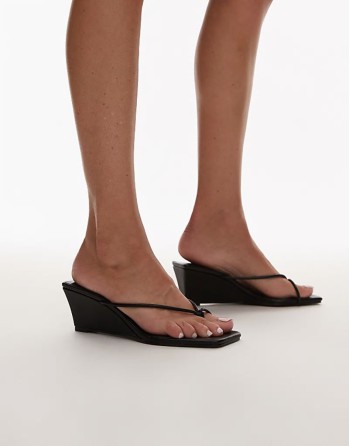 Indiana wedge heeled sandal in black