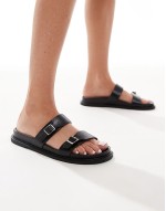 double strap chunky sandals in black