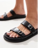 double strap chunky sandals in black